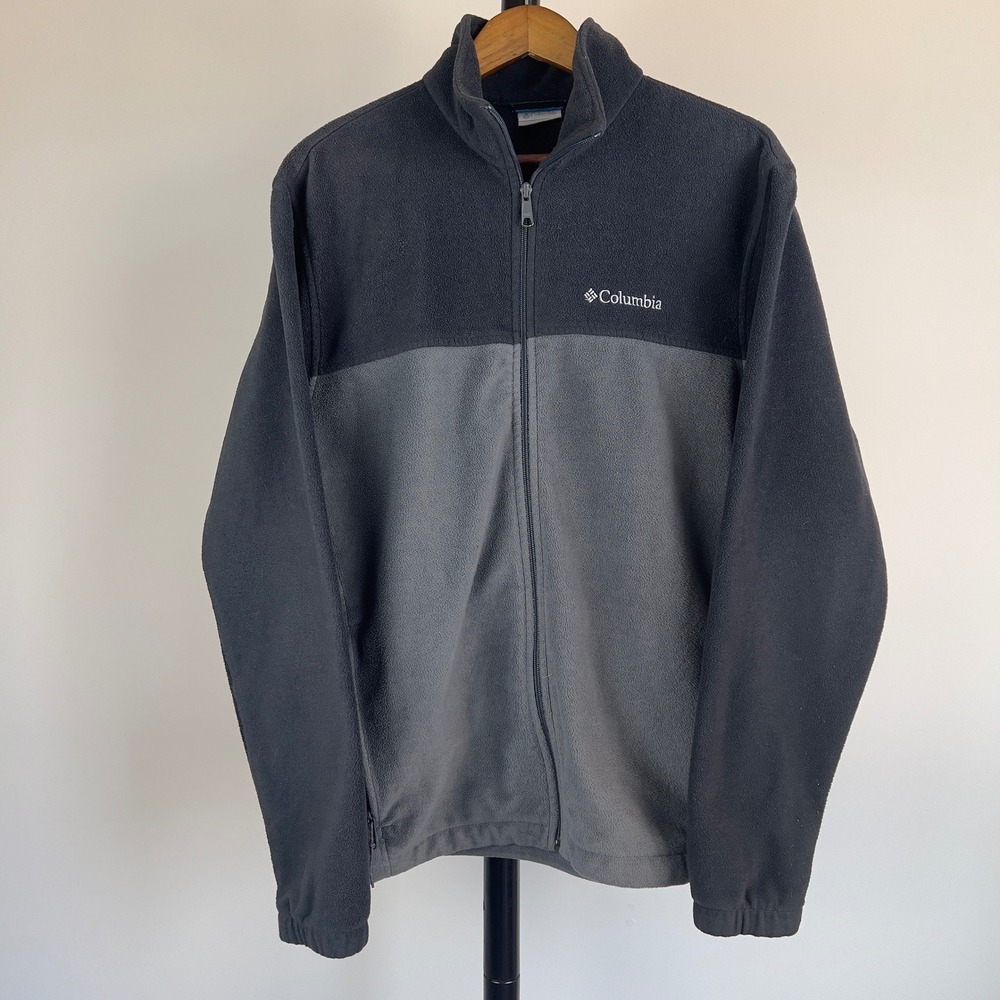 Columbia Mens Gray Full Zip Fleece Jacket Size L Gorpcore Hiking Outdoor Layer